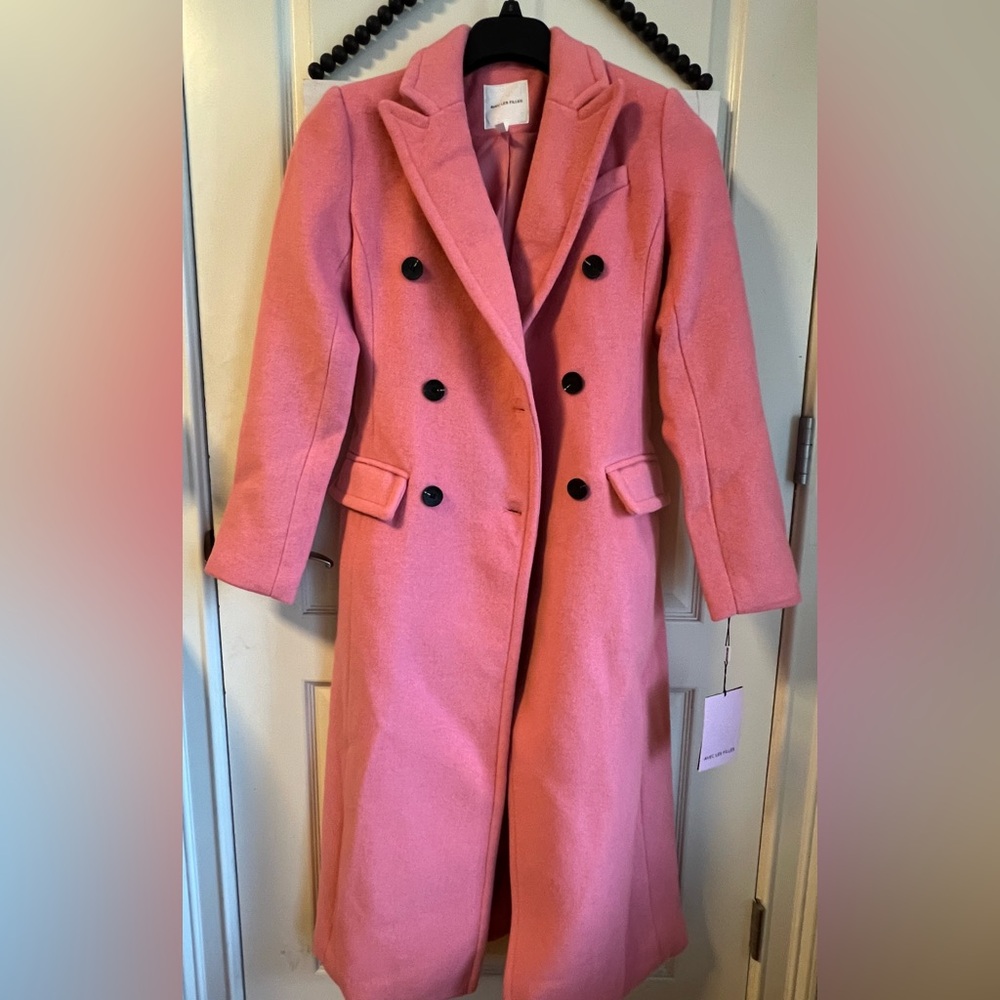 AVEC LES FILLES Wool Blend Double Breasted Coat Pink Jacket XS Small 💖 0 2 4 6 - Picture 13 of 15